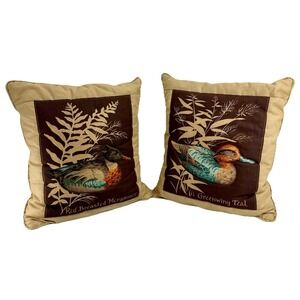 Vintage Green Wing Teal & Red Breasted Merganser Duck Pillows 12 X 14 Quilted